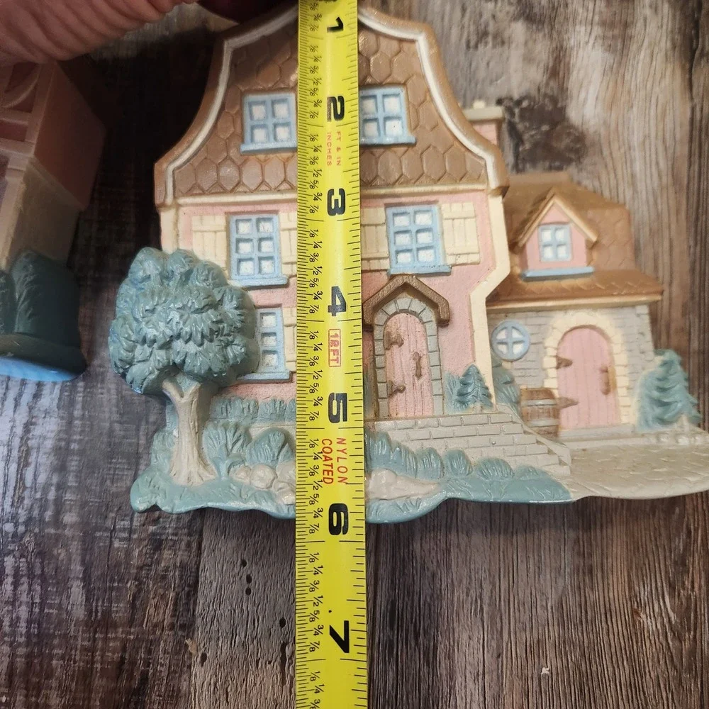 Vintage Burwood Products Pastel Cottage Wall Hanging Set 1995 3133-1 3133-2 2pc